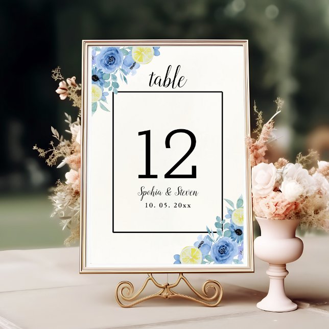 Numéro De Table Lemon and Blue Mediterranean Wedding (Créateur téléchargé)