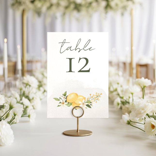 Numéro De Table Lemon Kissed Wedding Table Number Card (Créateur téléchargé)