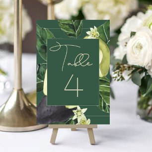 Numéro De Table Les fleurs d'Avocado   Dark Green Rustic Fruit Par