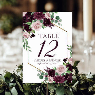 Numéro De Table Les passions de Moody Vin violet spectaculaire C