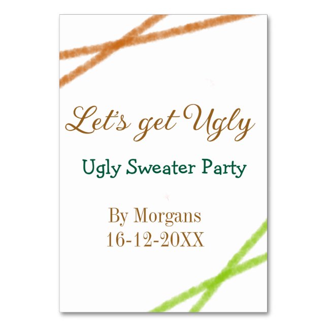 Numéro De Table Let's get ugly Christmas ugly sweater Partyorange  (Par défaut)