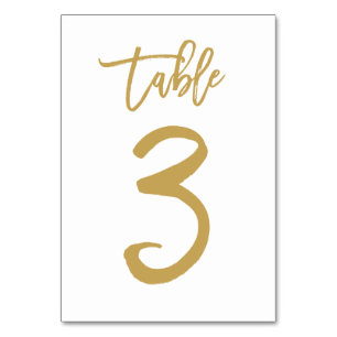 Numéro de table lettres main chic or Tableau 3