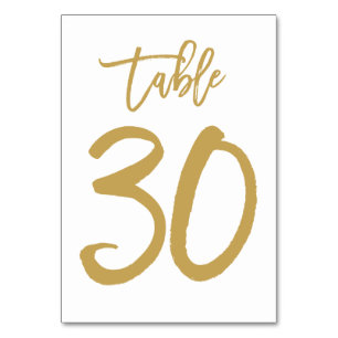 Numéro de table lettres main chic or Tableau 30