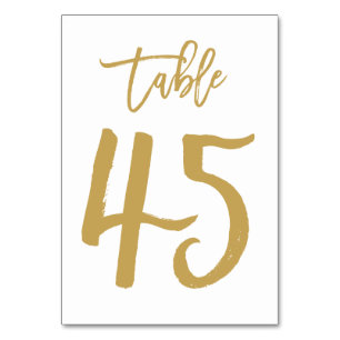 Numéro de table lettres main chic or Tableau 45