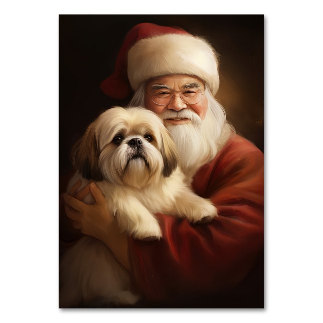 Numéro De Table Lhasa Apso Avec Noël Festif Du Père Noël (Par défaut)