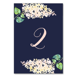 Numéro De Table Lilas blanc. Mariage romantique floral marine bleu