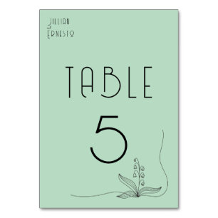 Numéro De Table Lily de Vallée avec des fougères    Vert doux 2 cô