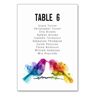 Numéro De Table Liste des invités des deux côtés du mariage Rainbo
