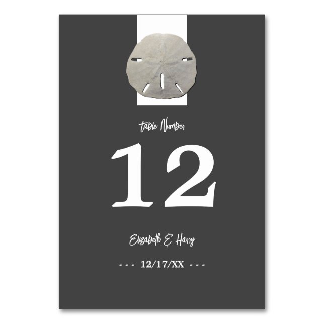 Numéro De Table Lone Sand Dollar, Charcoal Grey, Mariage (Par défaut)