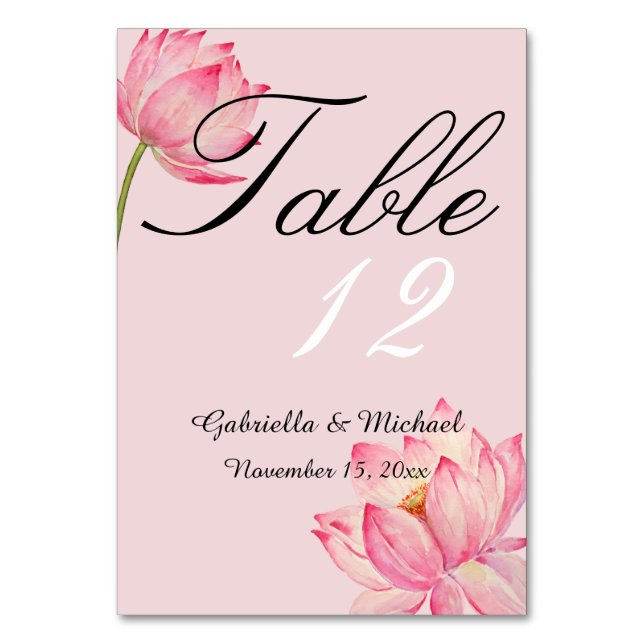 Numéro De Table Lotus rose (Par défaut)