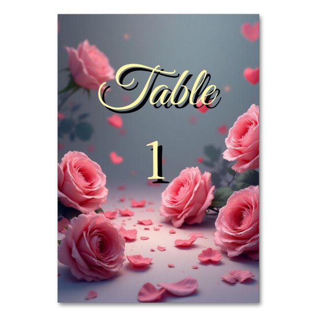 Numéro De Table Love is in Bloom Pink Roses Wedding Elegant (Par défaut)