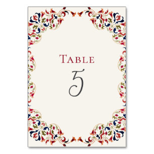 Numéro De Table Luxe Artistique Botanique Floral Mariage Paisley