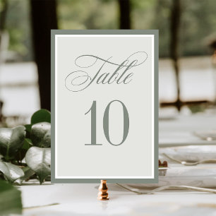 Numéro De Table Luxe classique Élégant Mariage vert Sage