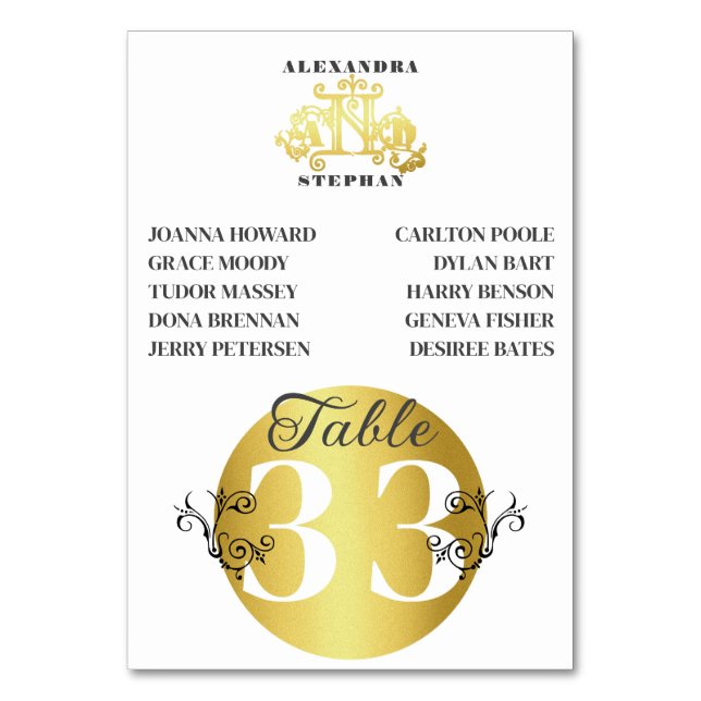 Numéro De Table Luxe Romantique Flourish Calligraphie Mariage Or (Par défaut)