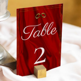 Numéro De Table Luxueux Mariage en soie rouge