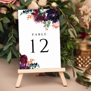 Numéro De Table Luxueux Mariage Floral Bourgogne