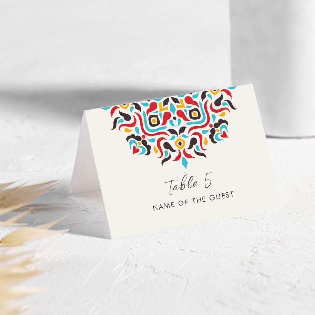 Numéro De Table Luxury Aesthetic Geo Mandala Wedding Place Card (Créateur téléchargé)