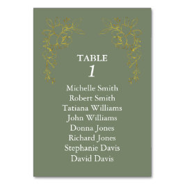 Numéro De Table Luxury Gold Flowers Royal Sage Green Wedding