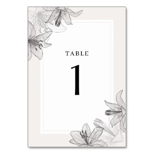 Numéro De Table Lys floraux illustrés classiques
