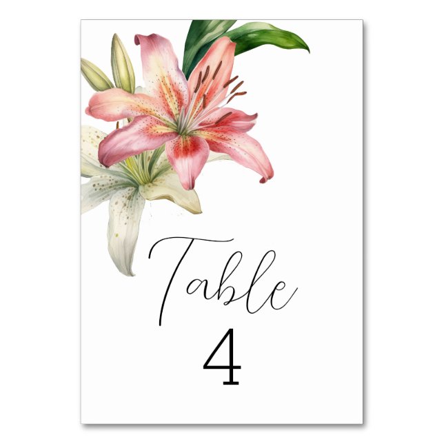 Numéro De Table Lys romantiques roses et blancs (Par défaut)