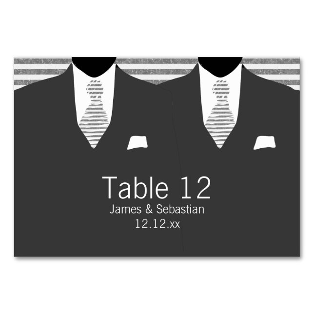 Numéro De Table M. et M. Gray Costume et Cravate Mariage gay (Devant)