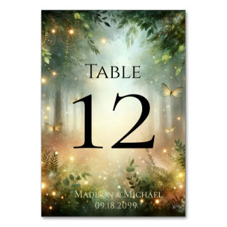 Numéro de table magique de la prairie de la forêt