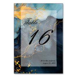 Numéro De Table Magnifique Indigo Blue et Gold Abstrait
