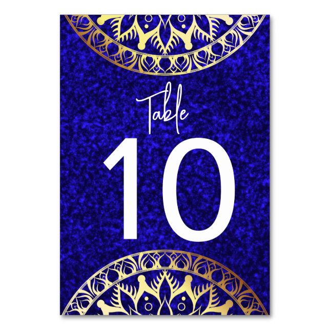 Numéro de table Mandala Bleu et Or (Par défaut)