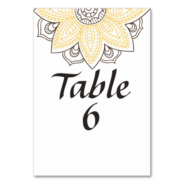Numéro De Table Mandala de fleurs jaune marron (Par défaut)