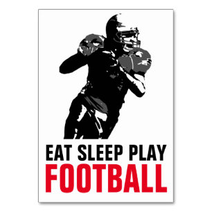 Numéro De Table Manger Dormir Jouer Football Noir & Blanc Pop Art