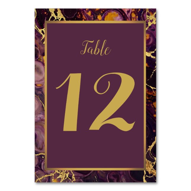 Numéro De Table Marbre de luxe prune et or  (Par défaut)