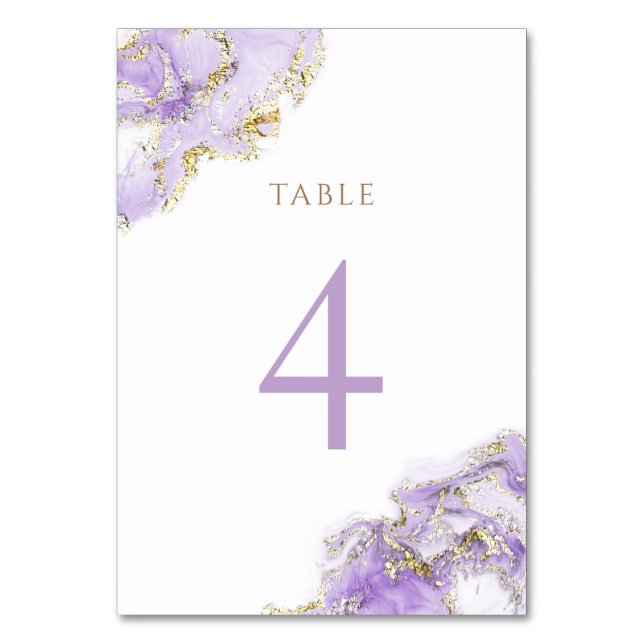 Numéro De Table marbre doré lavande Numéro de tableau 4 (Par défaut)