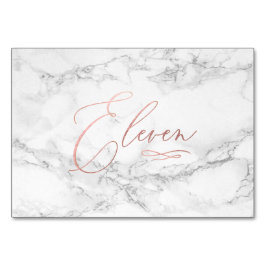 Numéro De Table Marbre Faux Or Rose Calligraphie Romantique Onze