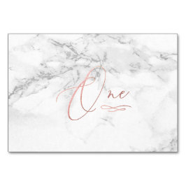 Numéro De Table Marbre Faux Or Rose Calligraphie Romantique Un 1