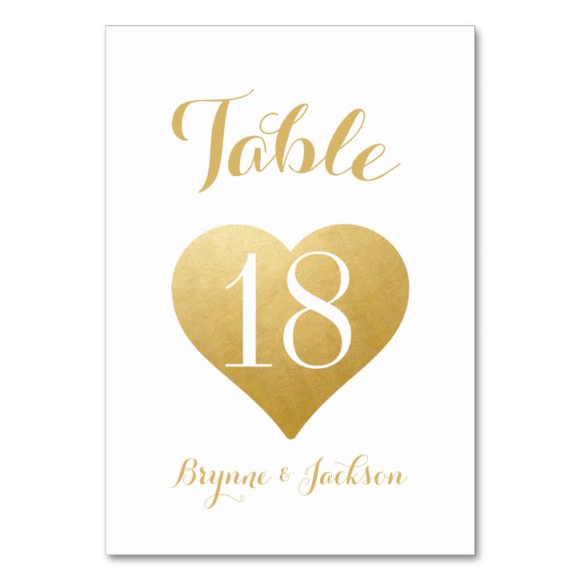 Numéro De Table Mariage à coeur d'or romantique (Par défaut)