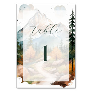 Numéro De Table Mariage à la montagne brumeuse