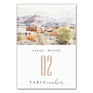 Numéro De Table Mariage à l'aquarelle à Colorado Springs, Colorado