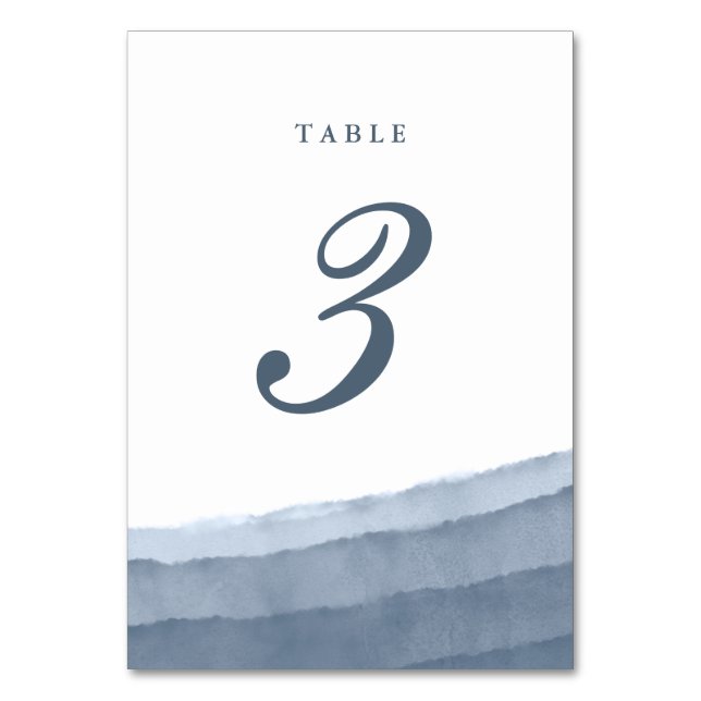 Numéro De Table Mariage à l'aquarelle ombré bleu ardoise (Par défaut)