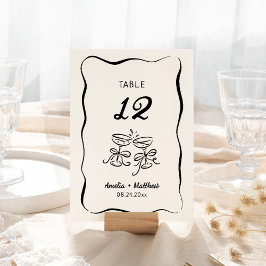 Numéro De Table Mariage à main moderne et capricieux