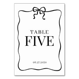 Numéro De Table Mariage à monogramme fantaisiste avec noeud papill