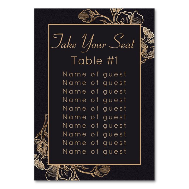 Numéro De Table Mariage à motif floral métallisé faux (Par défaut)