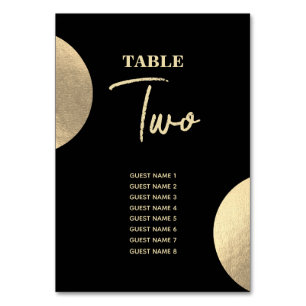 Numéro De Table Mariage Abstrait moderne Noir & Or contemporain