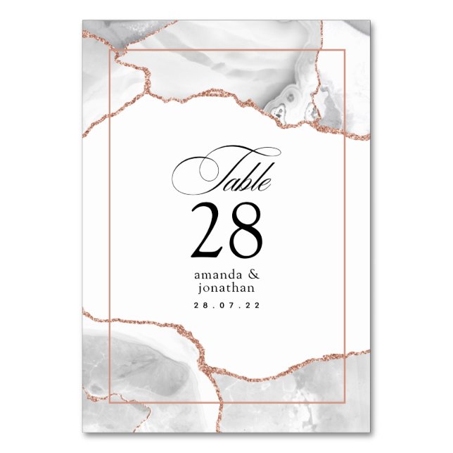 Numéro De Table Mariage Agate Or Rose et Blanc (Par défaut)