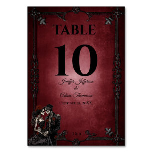 Numéro De Table Mariage alternatif gothique rouge Halloween