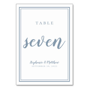 Numéro De Table Mariage Anniversaire Sept Simple Moderne Dusty Blu