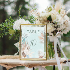 Numéro De Table Mariage Aqua Ocean & Shells