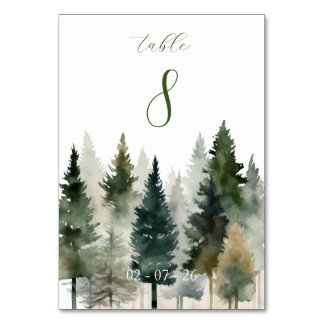 Numéro de table | Mariage | Aquarelle Forêt de Pin