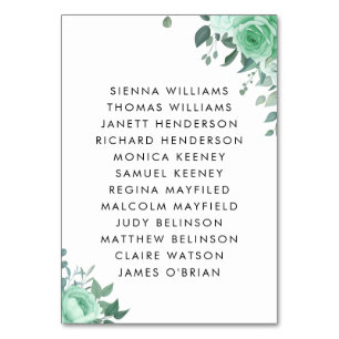 Numéro De Table Mariage arrière du script de fleurs vertes