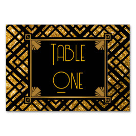 Numéro De Table Mariage Art déco noir et or Numéros de tableau