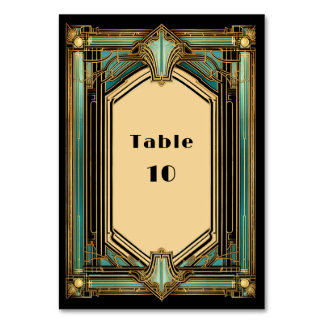 Numéro De Table Mariage Art Déco Or Turquoise Noir